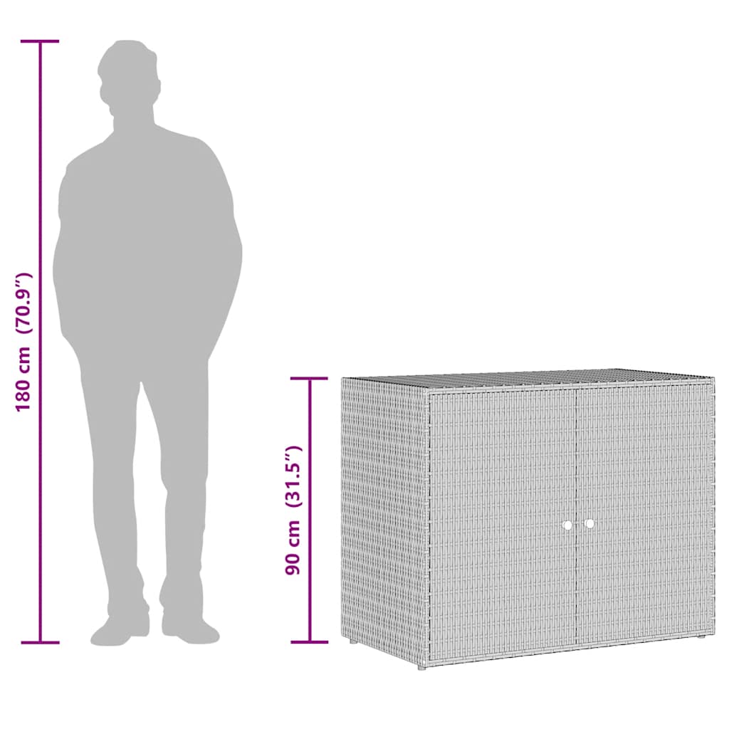 Gartenschrank Grau 100x55,5x80 cm Poly Rattan