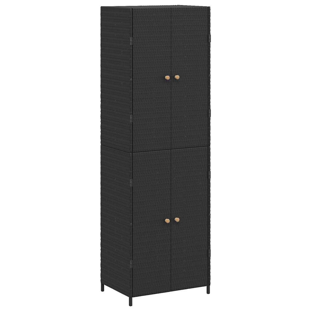 Gartenschrank Schwarz 59x40x180 cm Poly Rattan