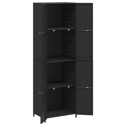 Gartenschrank Schwarz 59x40x180 cm Poly Rattan