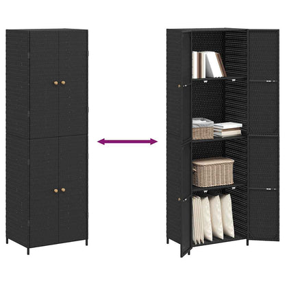 Gartenschrank Schwarz 59x40x180 cm Poly Rattan