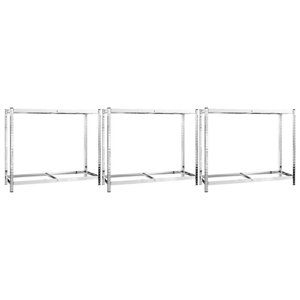 Reifenregale mit 2 B�den 3 Stk. Silbern 110x40x110 cm Stahl