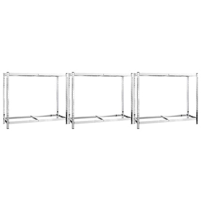 Reifenregale mit 2 B�den 3 Stk. Silbern 110x40x110 cm Stahl