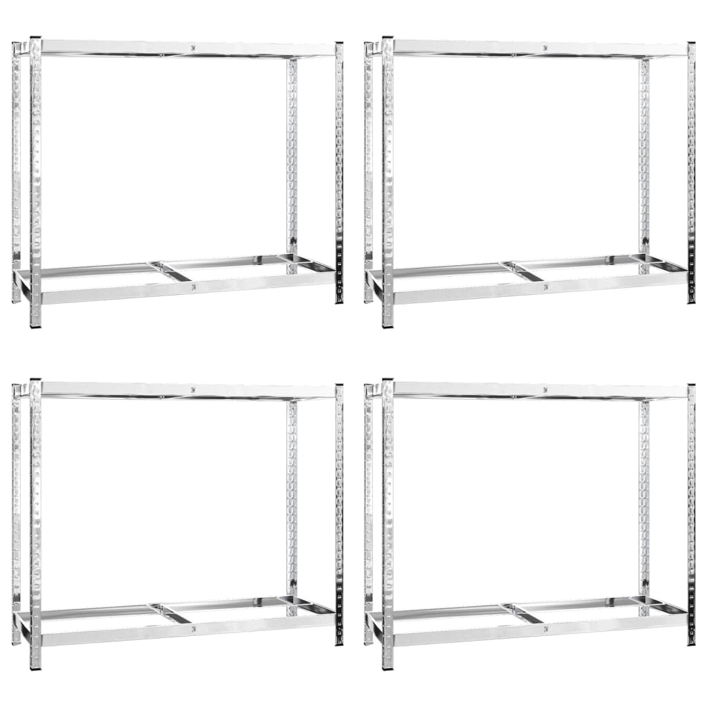 Reifenregale mit 2 B�den 4 Stk. Silbern 110x40x110 cm Stahl