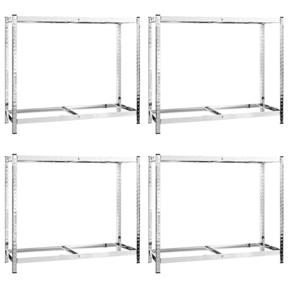 Reifenregale mit 2 B�den 4 Stk. Silbern 110x40x110 cm Stahl