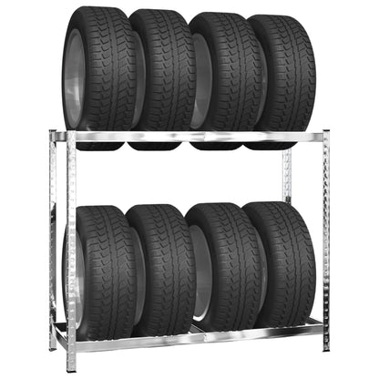 Reifenregale mit 2 B�den 4 Stk. Silbern 110x40x110 cm Stahl