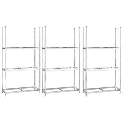Reifenregale mit 3 B�den 3 Stk. Silbern 110x40x200 cm Stahl