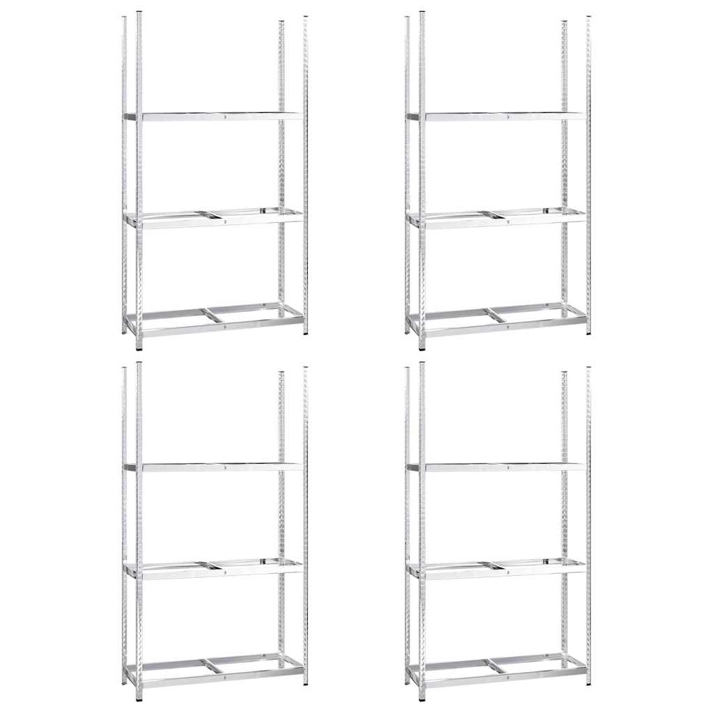 Reifenregale mit 3 B�den 4 Stk. Silbern 110x40x200 cm Stahl