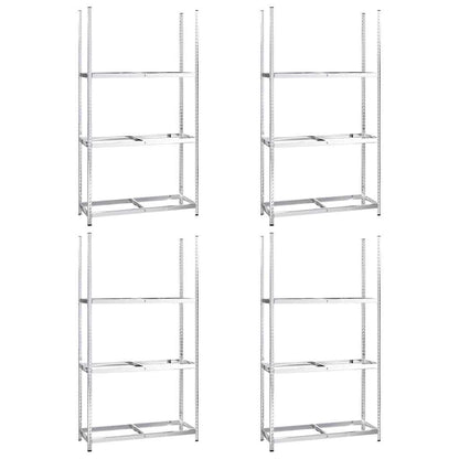 Reifenregale mit 3 B�den 4 Stk. Silbern 110x40x200 cm Stahl