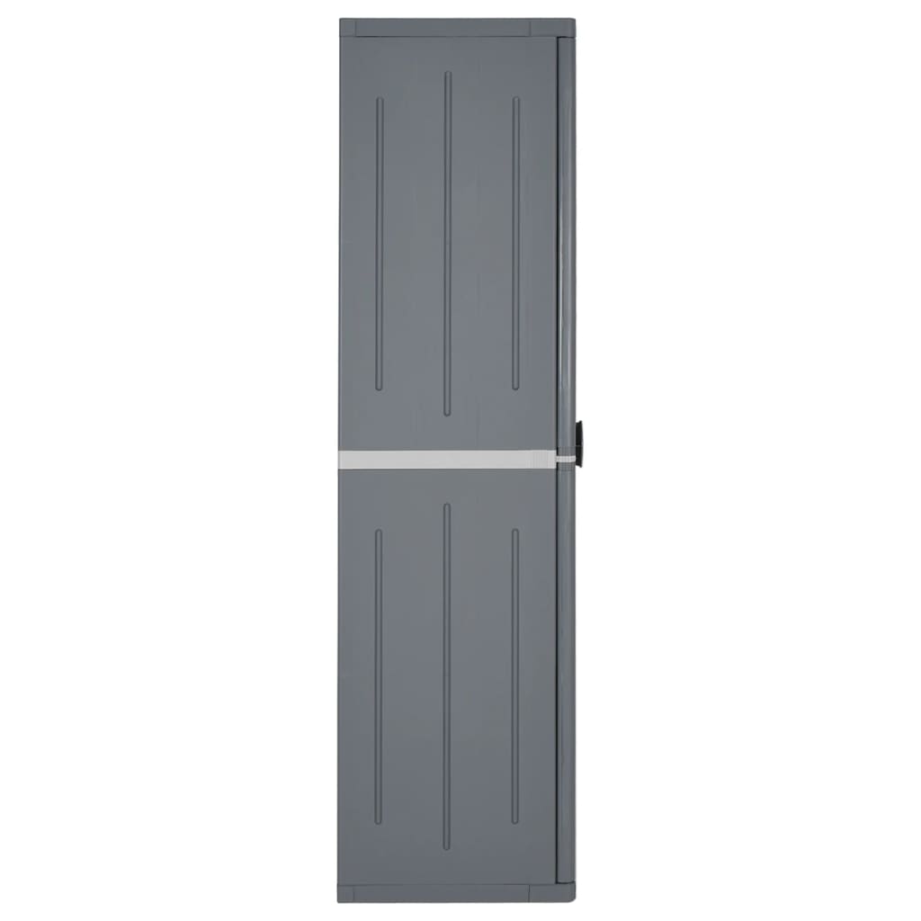 Gartenschrank 65 × 45 × 172 cm aus PP-Rattan – Schwarz – Grau / 4 Böden – Ansicht 3