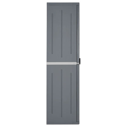 Gartenschrank 65 × 45 × 172 cm aus PP-Rattan – Schwarz – Grau / 4 Böden – Ansicht 3