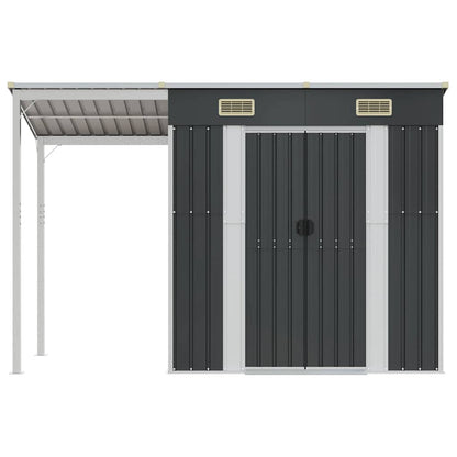 Gartenhaus mit Schleppdach Anthrazit 277x107x181 cm Stahl