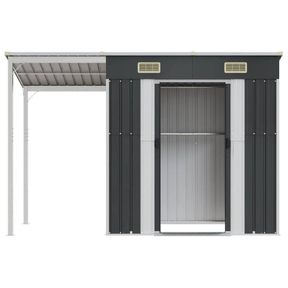Gartenhaus mit Schleppdach Anthrazit 277x107x181 cm Stahl
