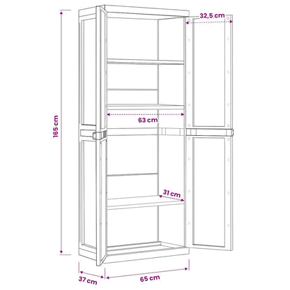 Gartenschrank Schwarz 65x37x165 cm PP