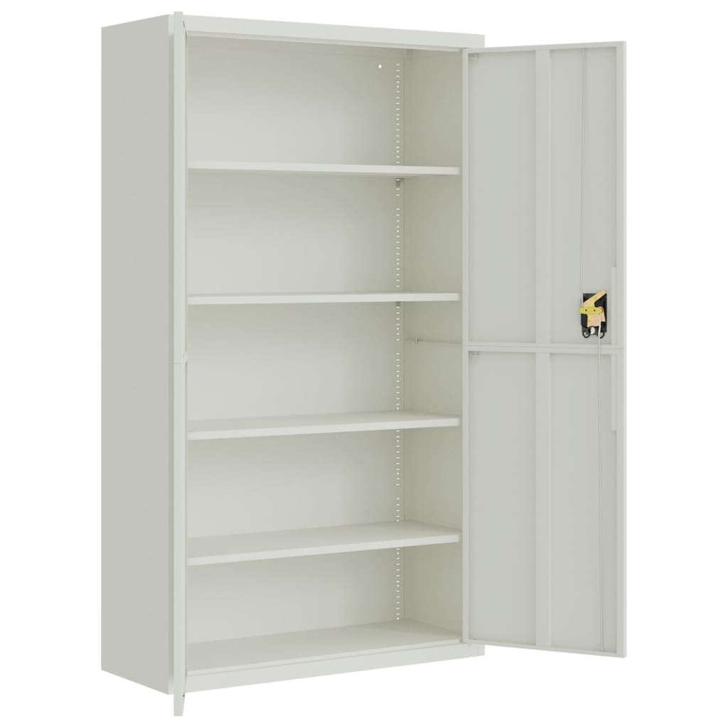 Aktenschrank 105 × 40 × 180 cm aus Stahl – Hellgrau – Ansicht 4