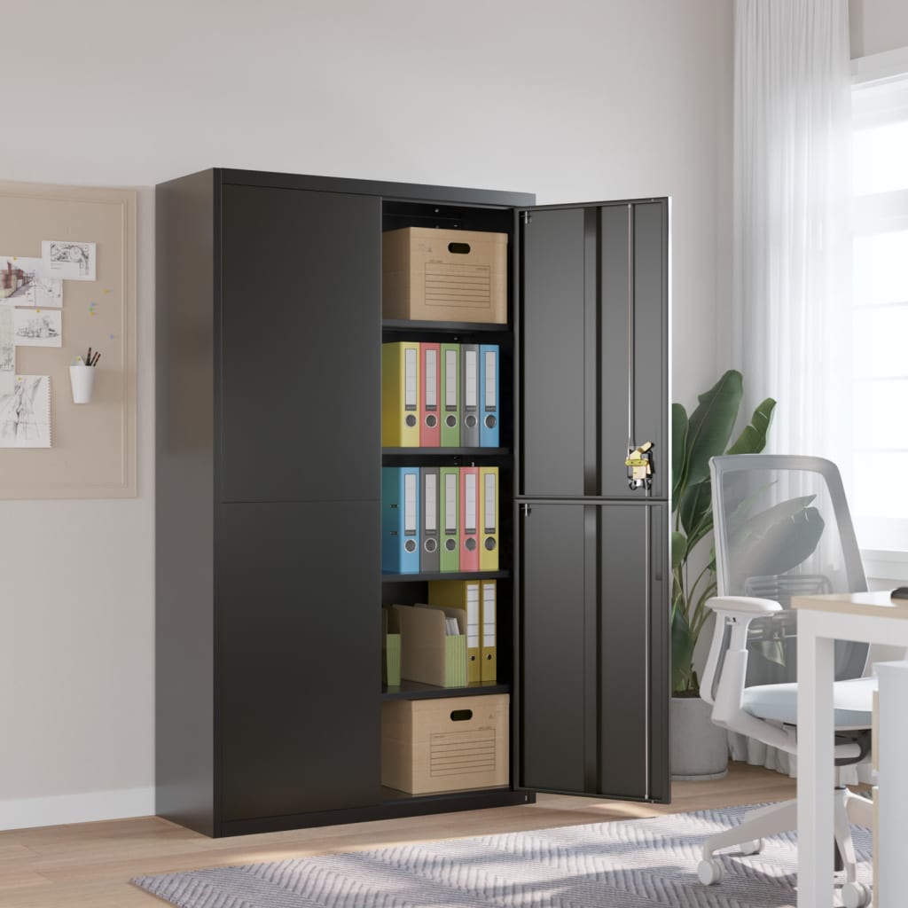 Aktenschrank 105 × 40 × 180 cm aus Stahl – Schwarz