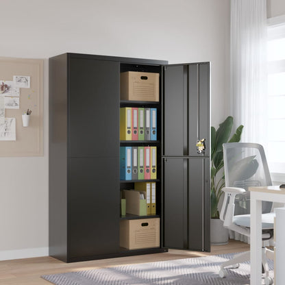 Aktenschrank 105 × 40 × 180 cm aus Stahl – Schwarz