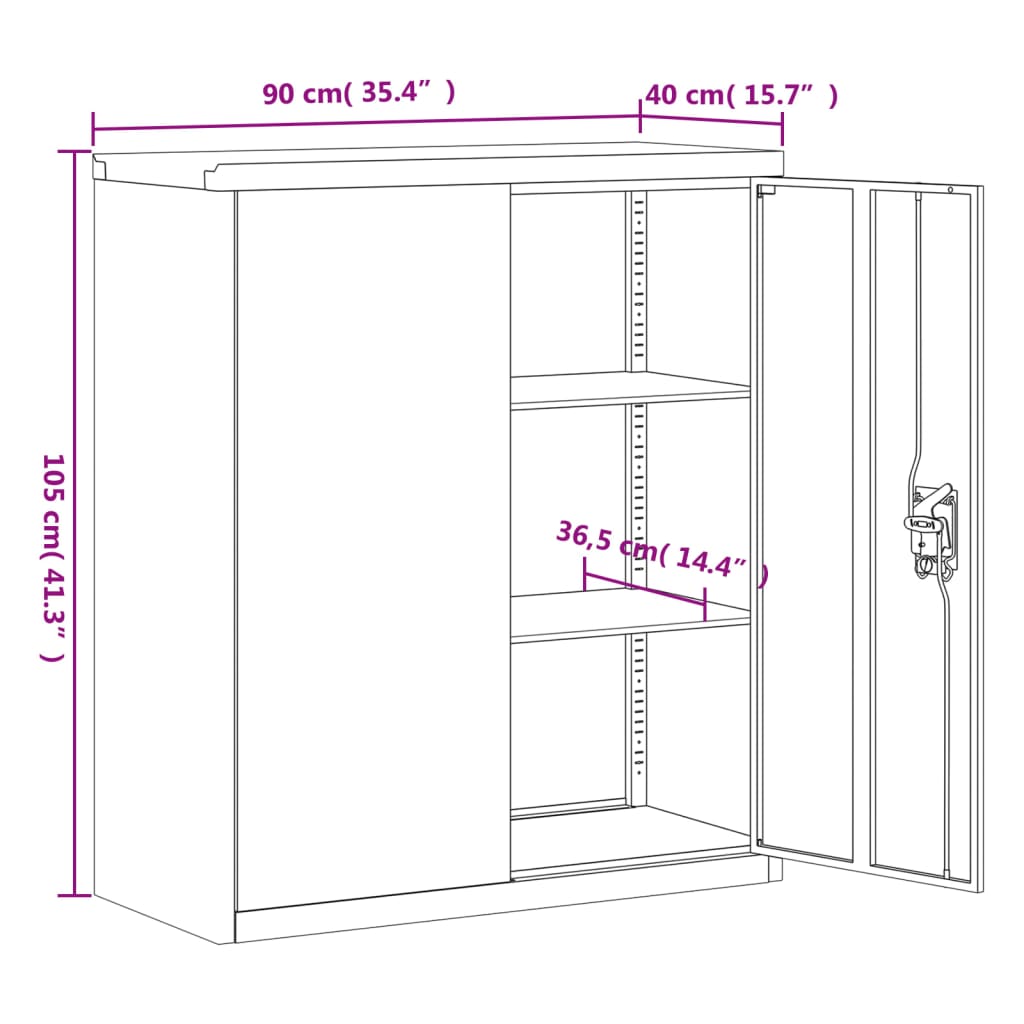 Aktenschränke aus Stahl – verschiedene Größen und Farben – Schwarz · 90 × 40 × 145 cm – Ansicht 13