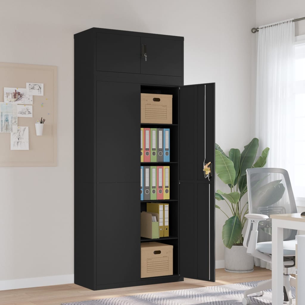 Aktenschränke aus Stahl – verschiedene Größen und Farben – Schwarz · 90 × 40 × 220 cm – Ansicht 1