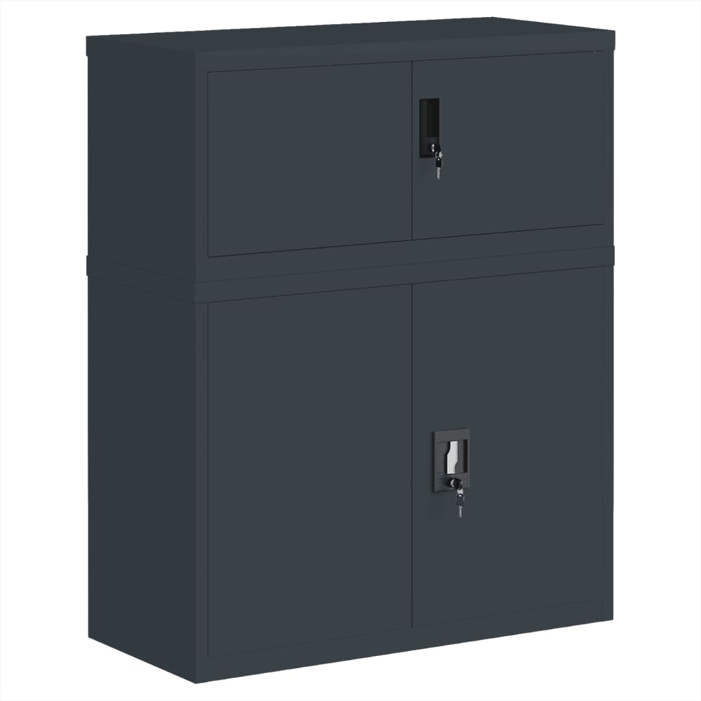 Aktenschränke aus Stahl – verschiedene Größen und Farben – Anthrazit · 90 × 40 × 110 cm – Ansicht 2