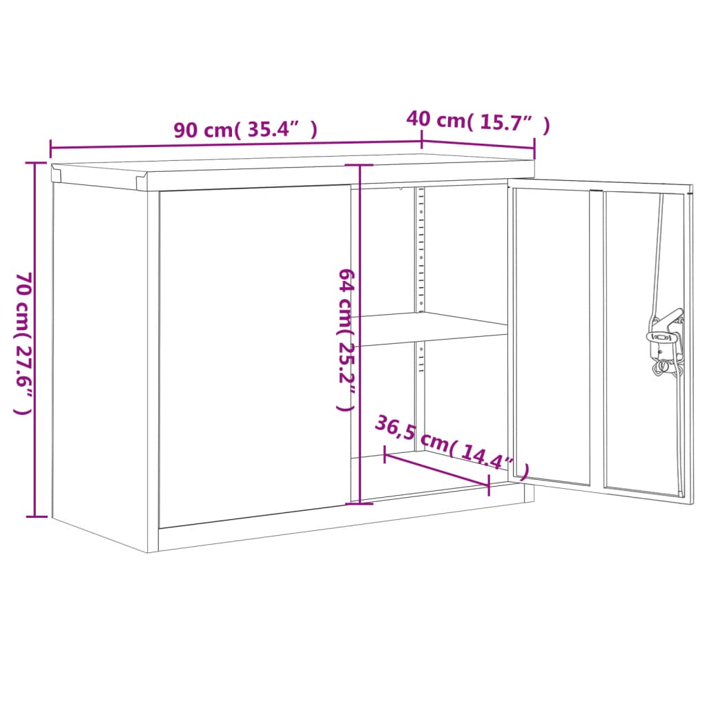 Aktenschränke aus Stahl – verschiedene Größen und Farben – Anthrazit · 90 × 40 × 110 cm – Ansicht 13