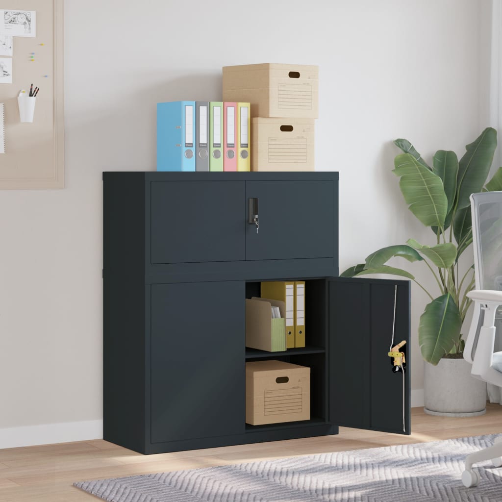 Aktenschränke aus Stahl – verschiedene Größen und Farben – Anthrazit · 90 × 40 × 110 cm – Ansicht 1