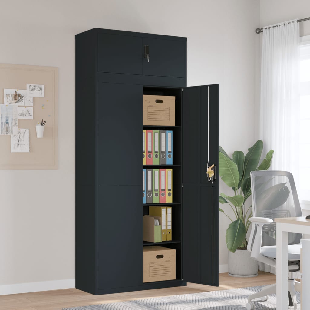 Aktenschränke aus Stahl – verschiedene Größen und Farben – Anthrazit · 90 × 40 × 220 cm – Ansicht 1