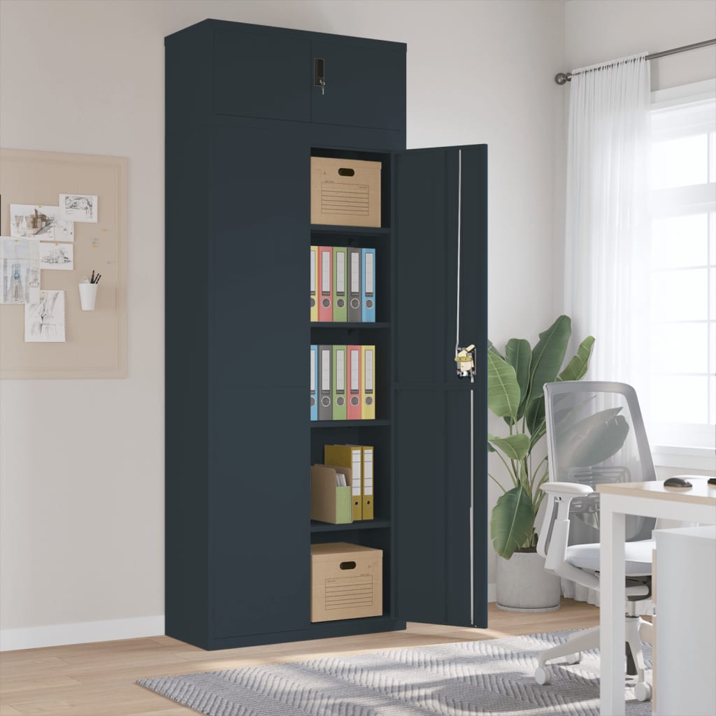 Aktenschränke aus Stahl – verschiedene Größen und Farben – Anthrazit · 90 × 40 × 240 cm – Ansicht 1