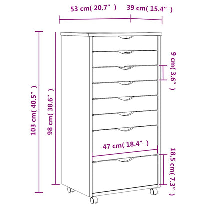 Rollcontainer MOSS – verschiedene Größen und Farben – Weiß · 53 × 39 × 103 cm – Ansicht 10