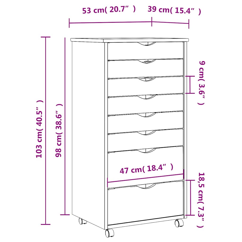 Rollcontainer MOSS – verschiedene Größen und Farben – Grau · 53 × 39 × 103 cm – Ansicht 9