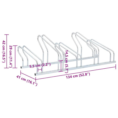 Fahrradständer für 5 Fahrräder Freistehend Verzinkter Stahl