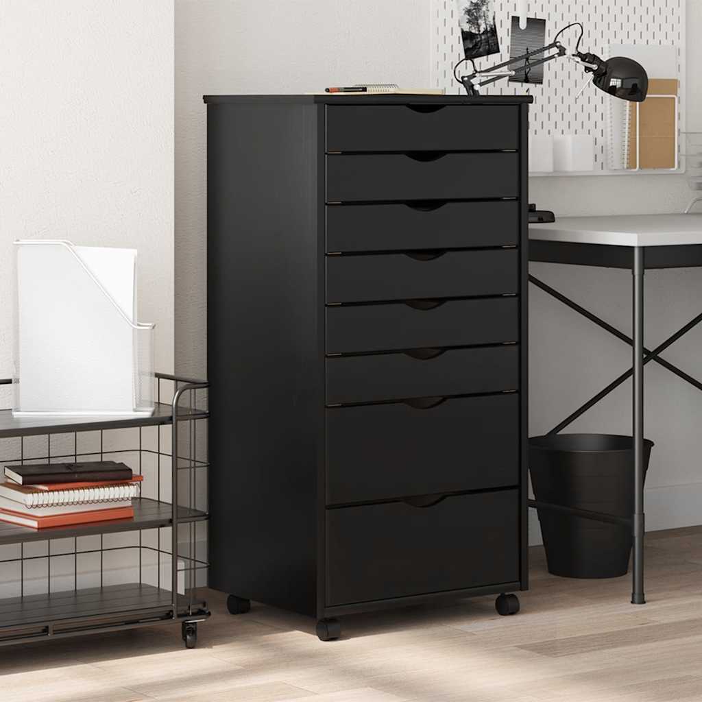 Rollcontainer MOSS – verschiedene Größen und Farben – Schwarz · 53 × 39 × 103 cm – Ansicht 1