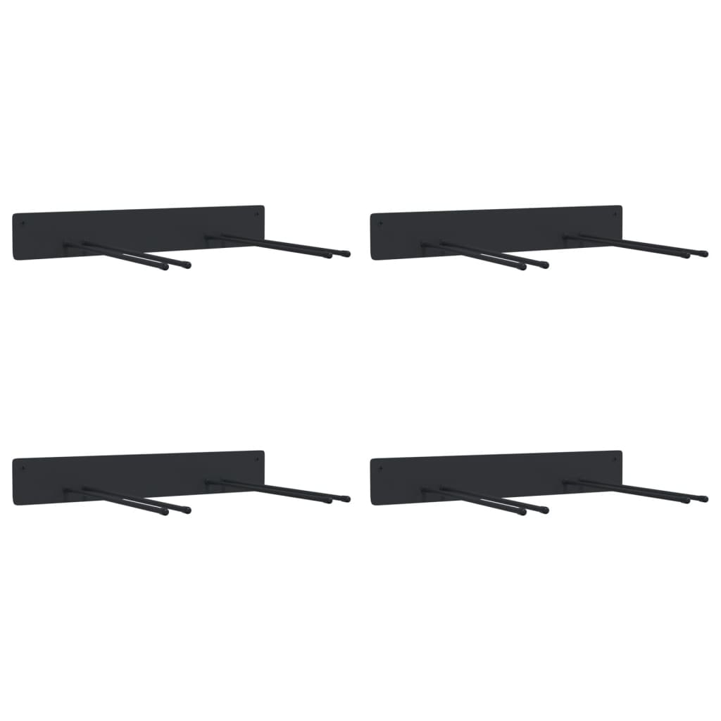 Ger�tehalter Wandmontage 4 Stk. Schwarz Stahl