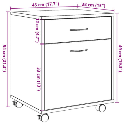 Rollcontainer Altholz-Optik 45x38x54 cm Holzwerkstoff