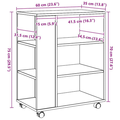 Rollcontainer mit offenen Fächern – Artisan-Eiche