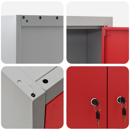 Werkzeugschrank mit Regal Rot und Grau 100 x 20 x 55 cm Stahl