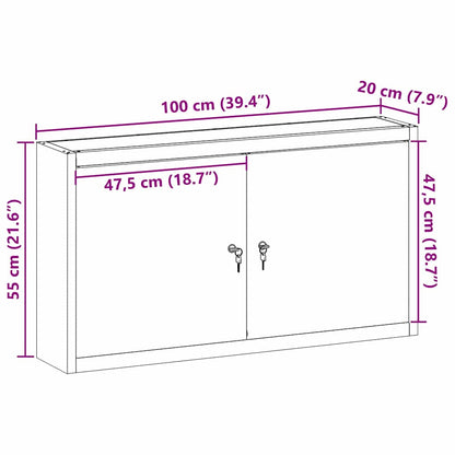 Werkzeugschrank mit Regal Rot und Grau 100 x 20 x 55 cm Stahl