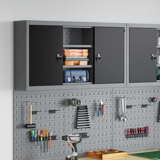 Werkzeugschrank Schwarz und Grau 100 x 20 x 55 cm Stahl