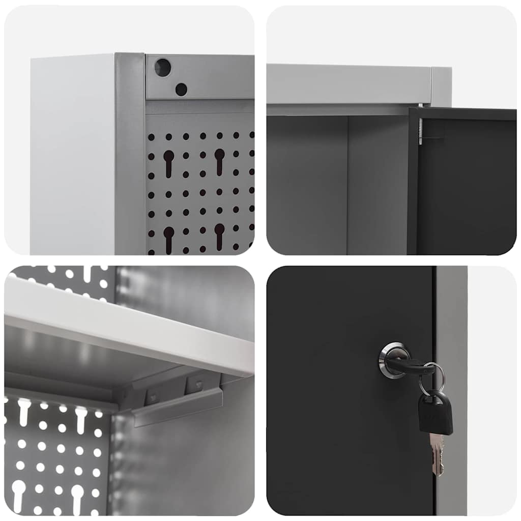 Werkzeugschrank Schwarz und Grau 150 x 20 x 55 cm Stahl