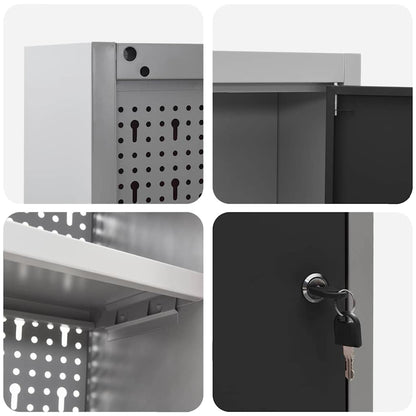 Werkzeugschrank Schwarz und Grau 150 x 20 x 55 cm Stahl