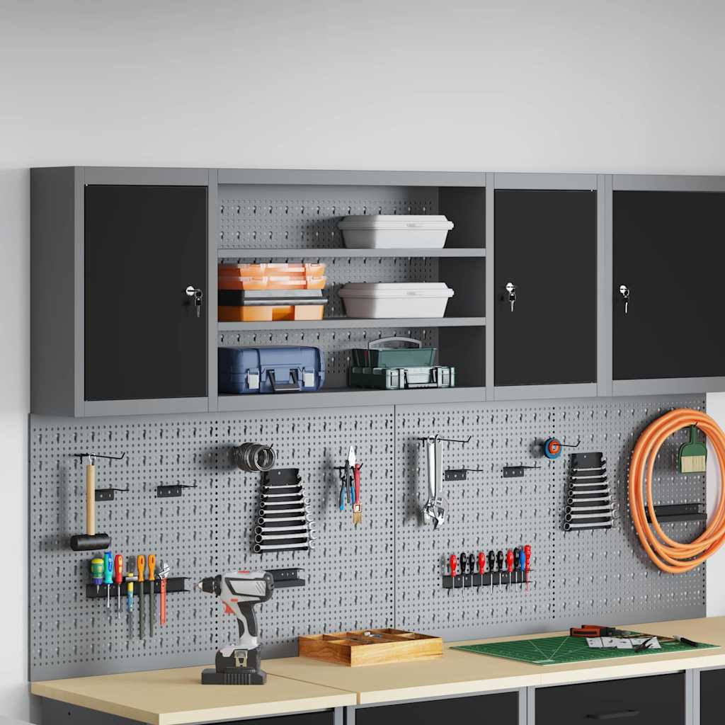 Werkzeugschrank Schwarz und Grau 150 x 20 x 55 cm Stahl
