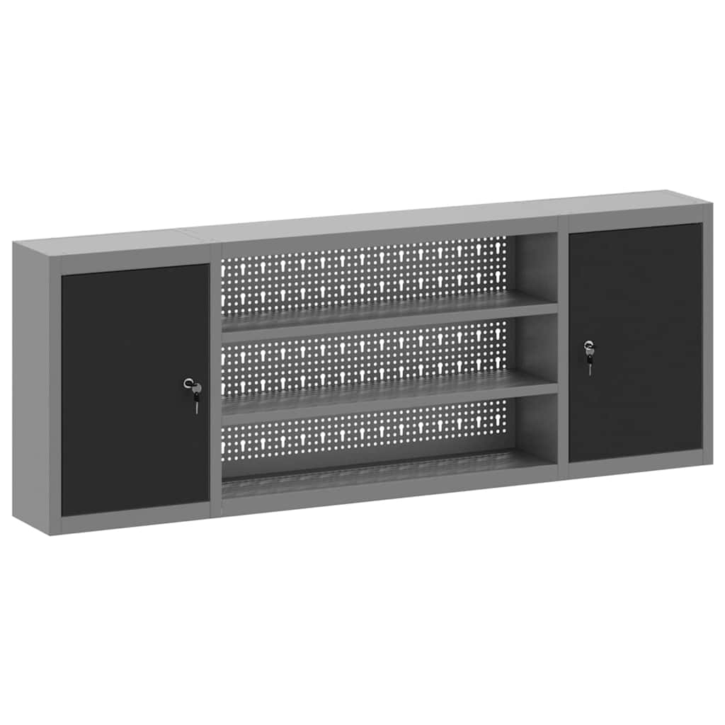 Werkzeugschrank Schwarz und Grau 150 x 20 x 55 cm Stahl