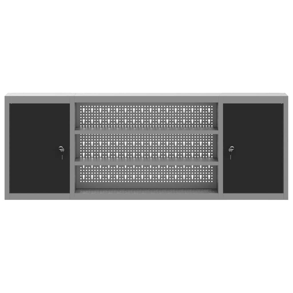 Werkzeugschrank Schwarz und Grau 150 x 20 x 55 cm Stahl