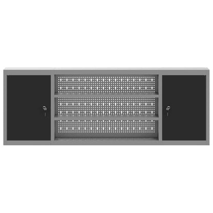 Werkzeugschrank Schwarz und Grau 150 x 20 x 55 cm Stahl