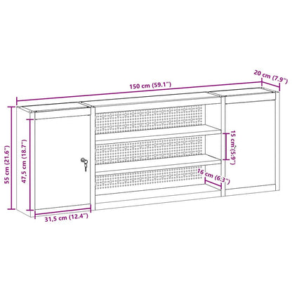 Werkzeugschrank Schwarz und Grau 150 x 20 x 55 cm Stahl