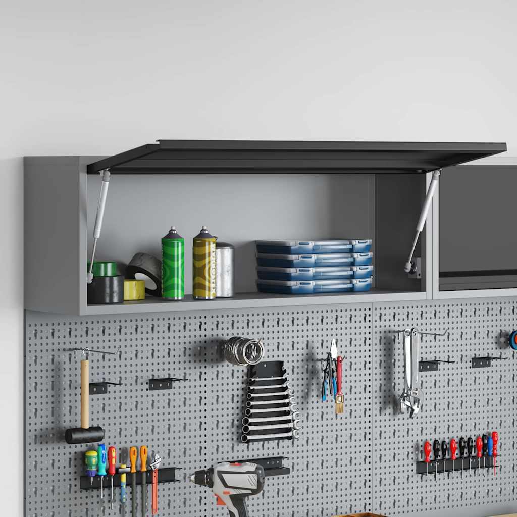 Werkzeugschrank Schwarz und Grau 100 x 25 x 35 cm Stahl