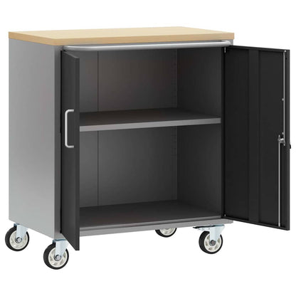 Rollbare Werkbank 75 cm – Regal oder 2 Schubladen – Schwarz/Grau / 1 Regal – Ansicht 4