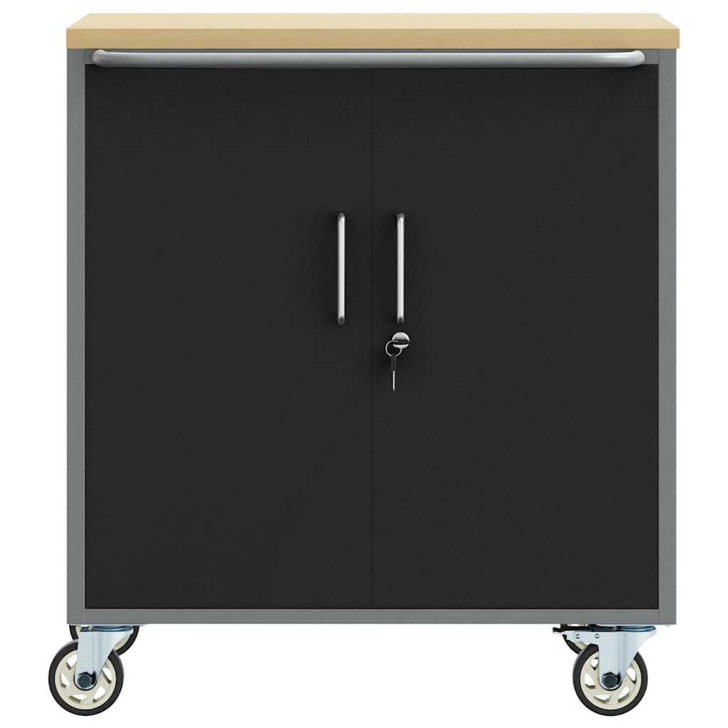 Rollbare Werkbank 75 cm – Regal oder 2 Schubladen – Schwarz/Grau / 1 Regal – Ansicht 5