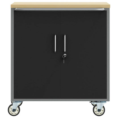 Rollbare Werkbank 75 cm – Regal oder 2 Schubladen – Schwarz/Grau / 1 Regal – Ansicht 5