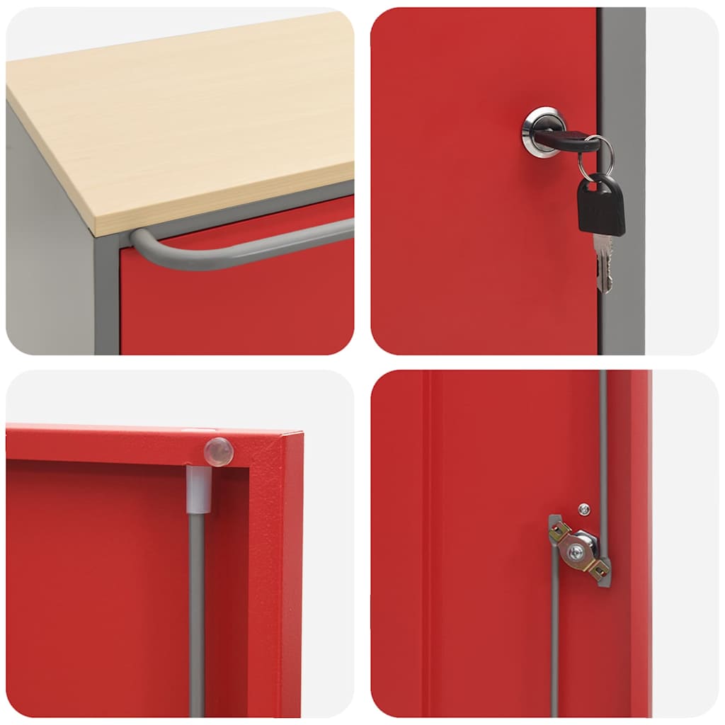 Rollbare Werkbank 75 cm – Regal oder 2 Schubladen – Rot/Grau / 1 Regal – Ansicht 8