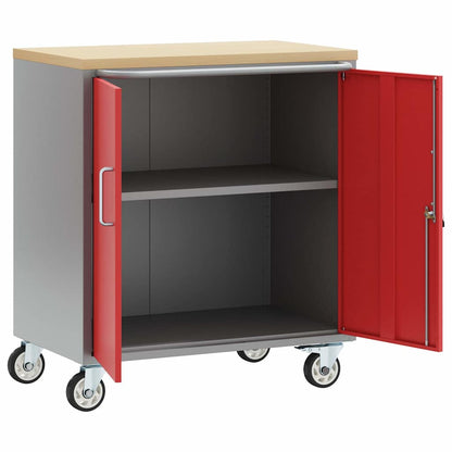 Rollbare Werkbank 75 cm – Regal oder 2 Schubladen – Rot/Grau / 1 Regal – Ansicht 4